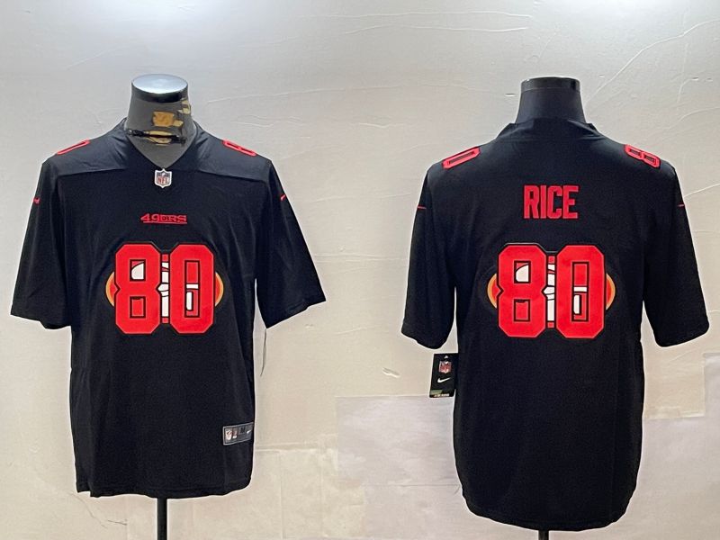 Men San Francisco 49ers 80 Rice Black Fashion 2024 Nike Limited NFL Jersey style 1
